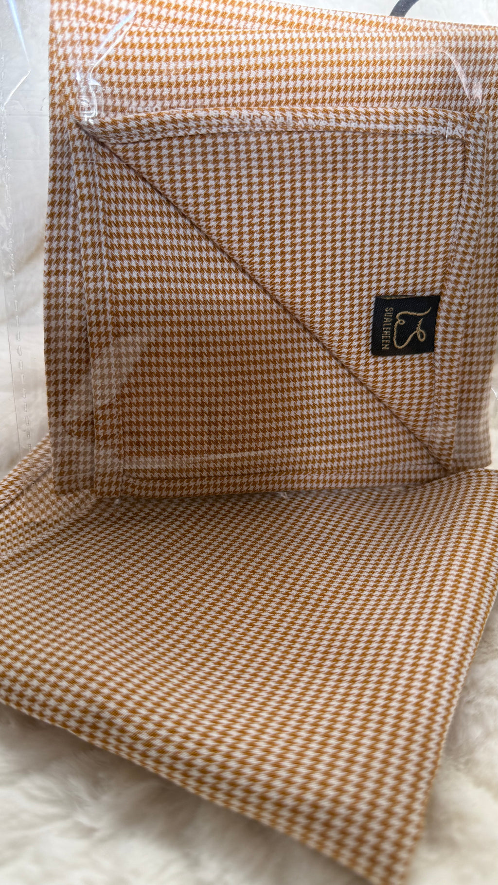 Classic Mustard Micro-Houndstooth Pocket Square