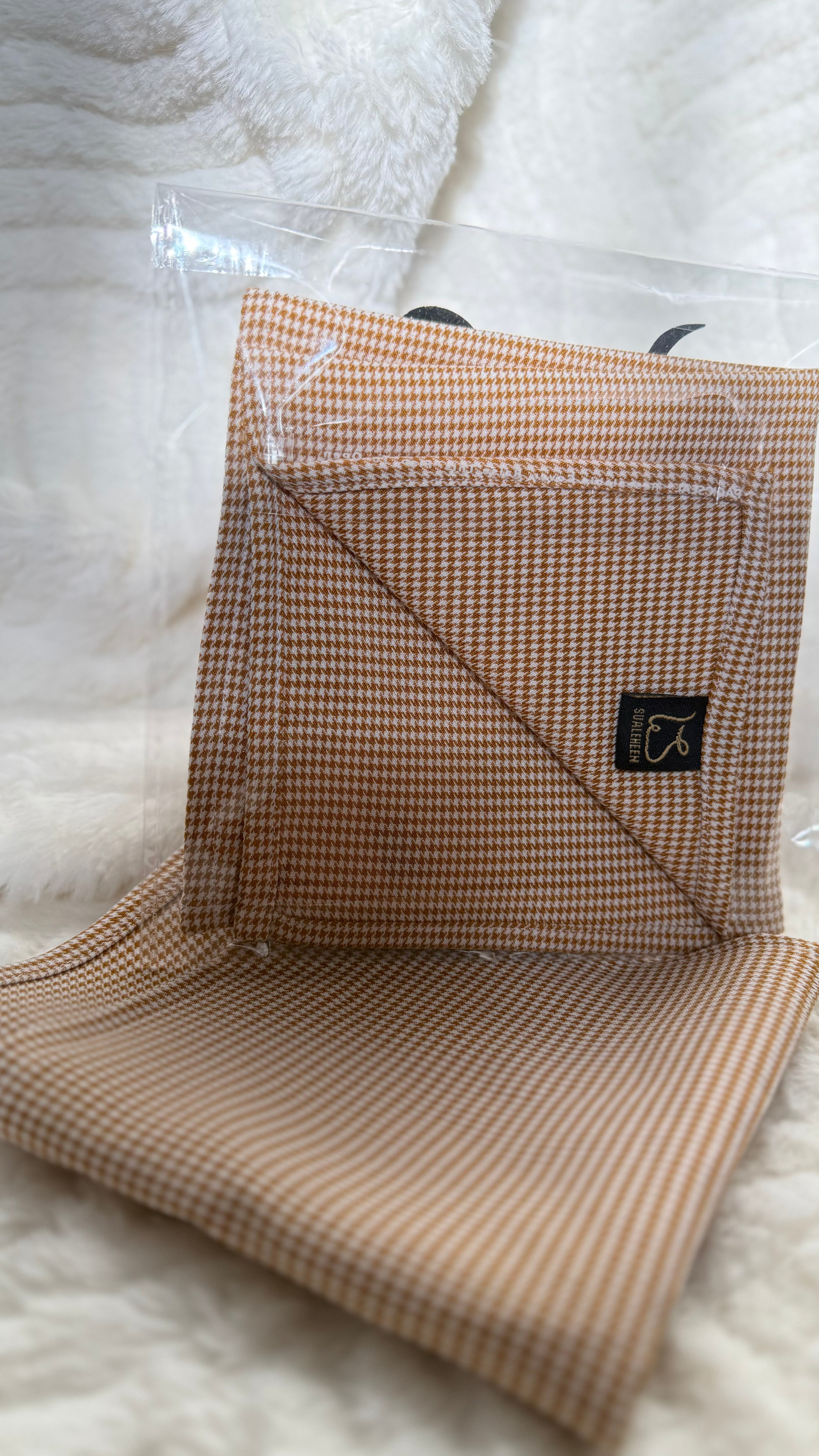 Classic Mustard Micro-Houndstooth Pocket Square