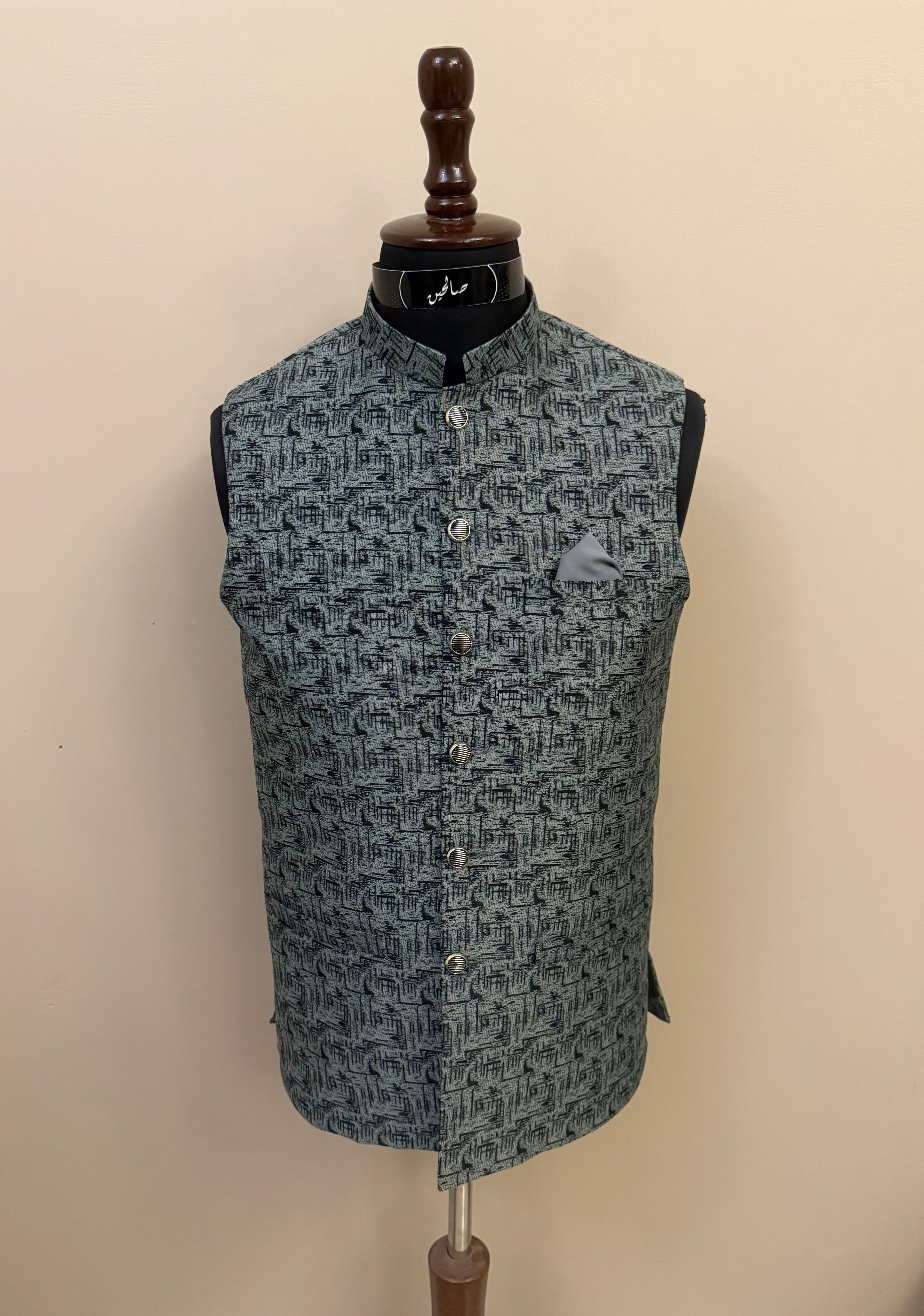 Slate Gray Textured Waistcoat