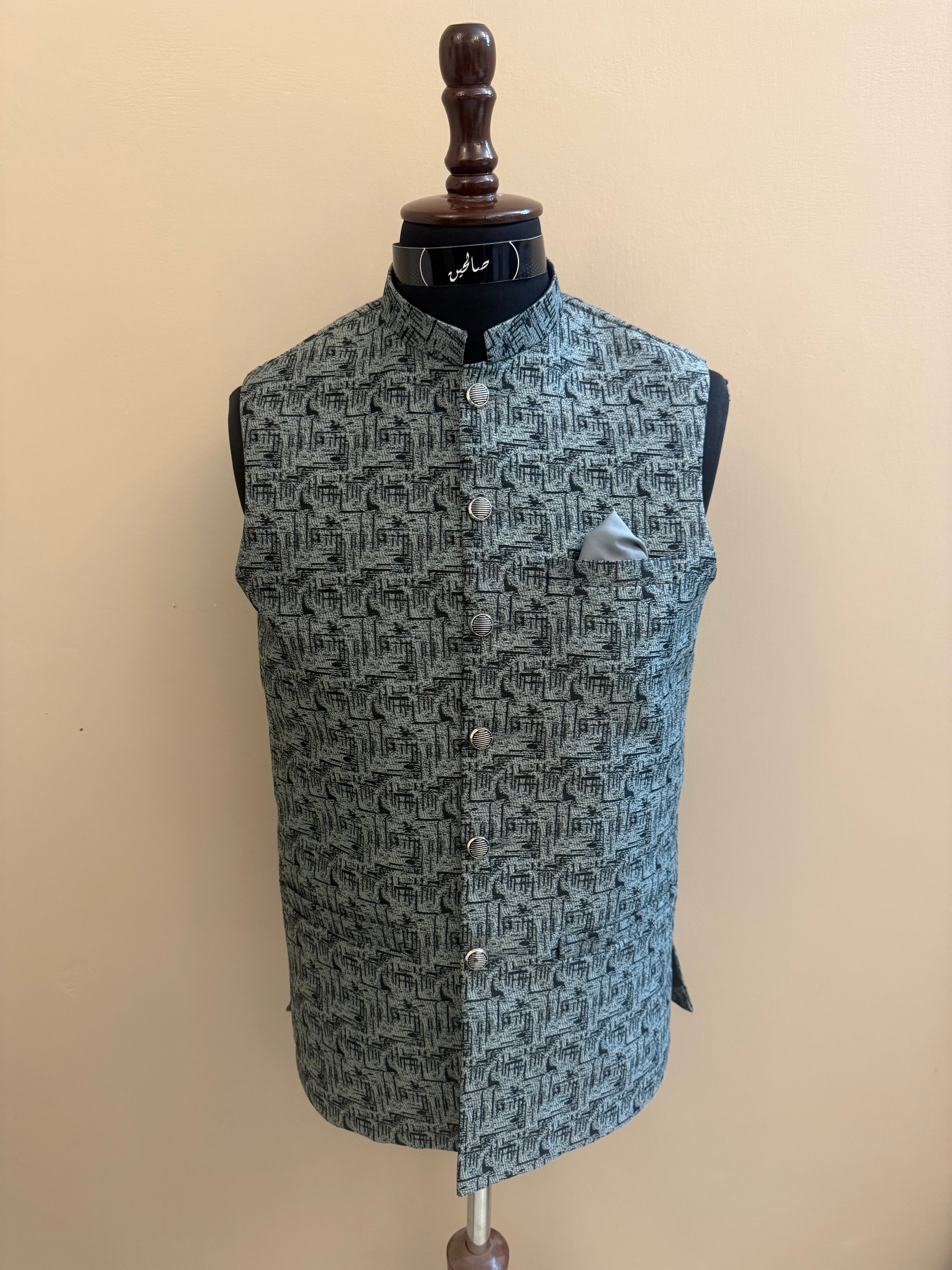 Slate Gray Textured Waistcoat