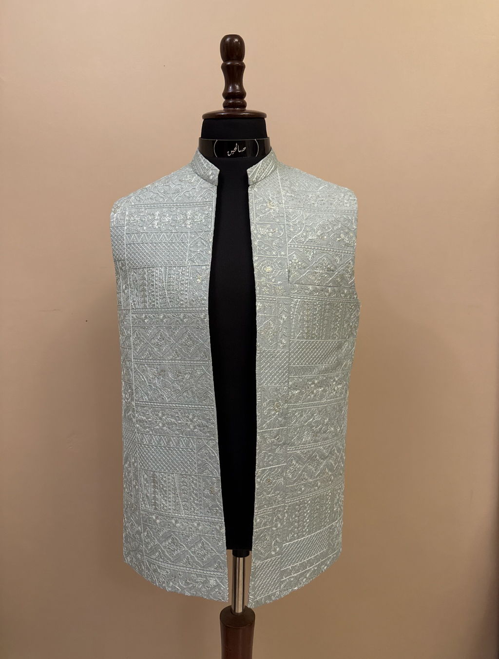 Baby Blue Embroidered Waistcoat