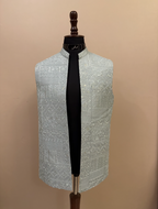 Baby Blue Embroidered Waistcoat