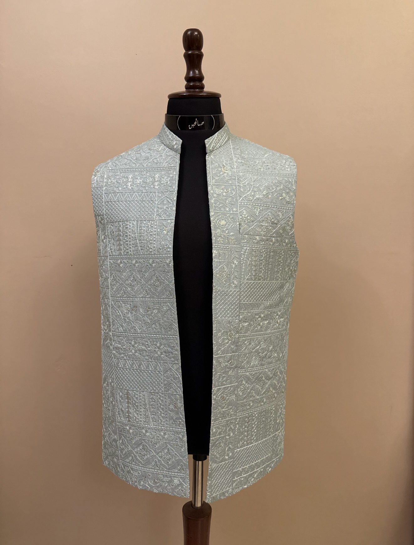 Baby Blue Embroidered Waistcoat