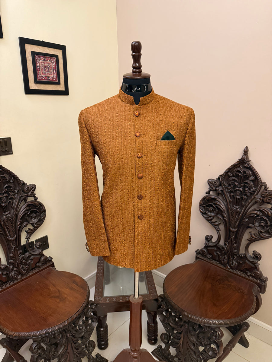 Warm Gold Embroidered Prince Coat