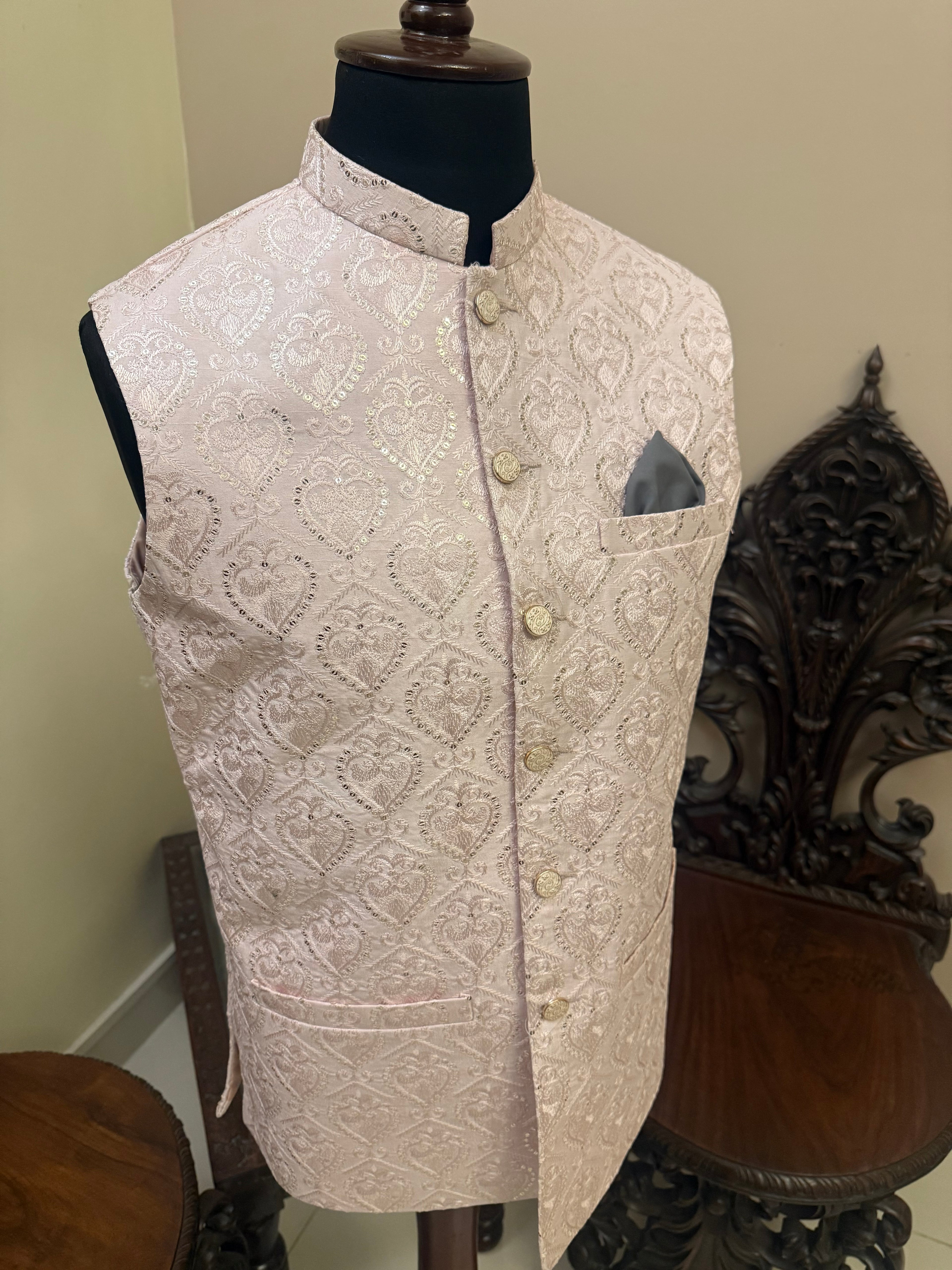 Baby Pink Embroidered Waistcoat