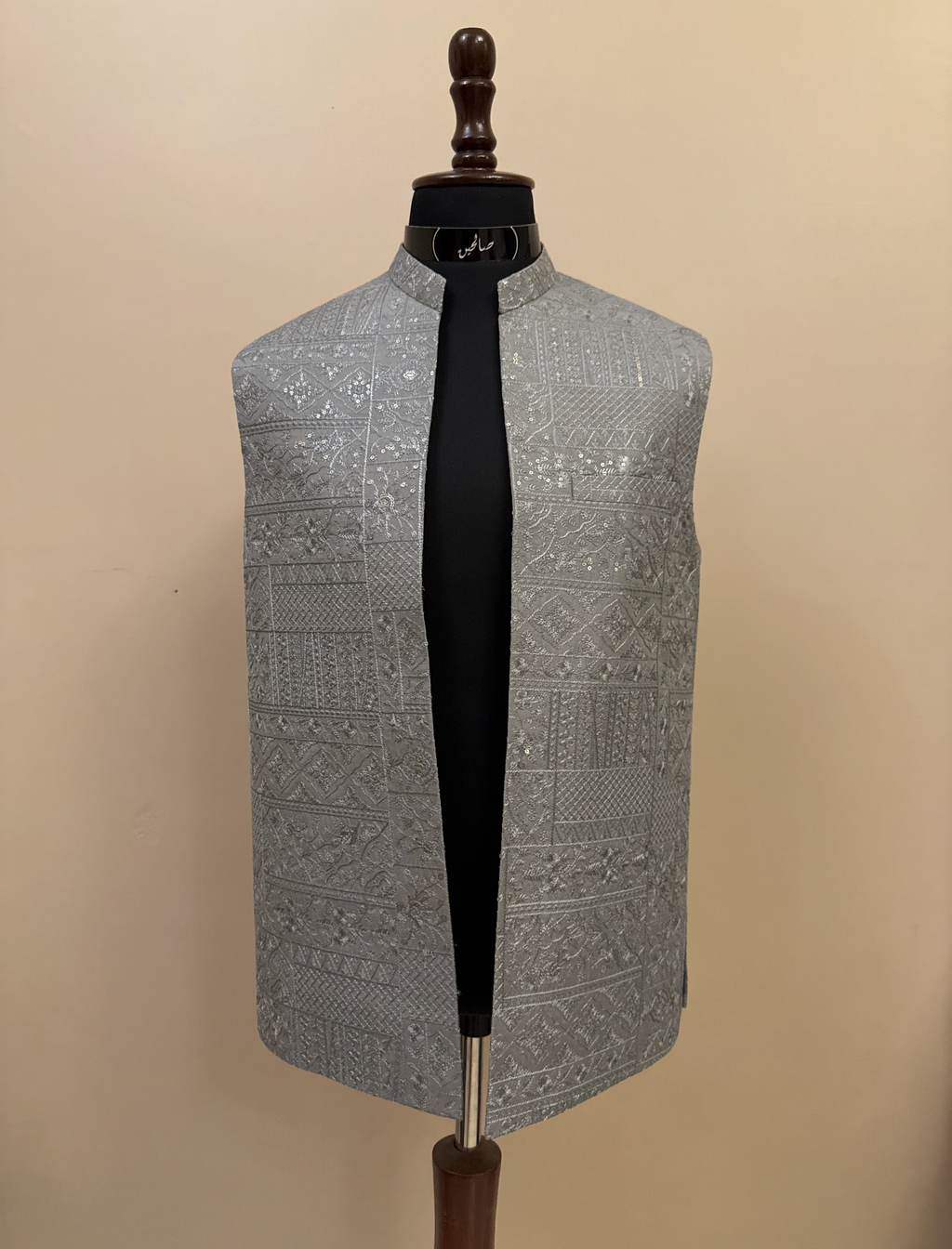 Ash Gray Embroidered Waistcoat