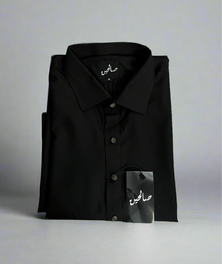 Men's Shalwar Kameez - Black - Shirt Collar | Fancy Buttons