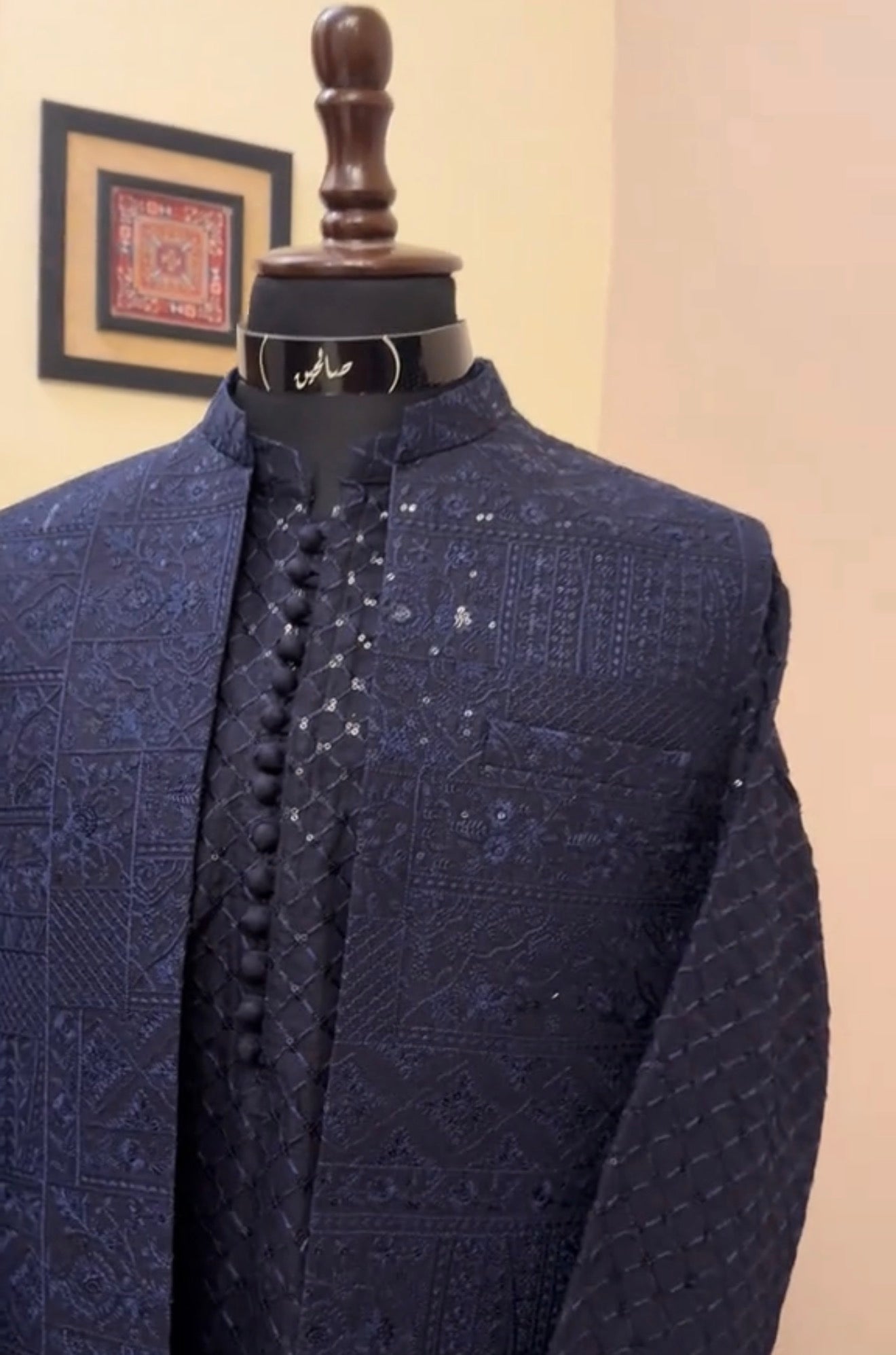 Navy Blue Embroidered Set (Waistcoat & Kurta Pajama)