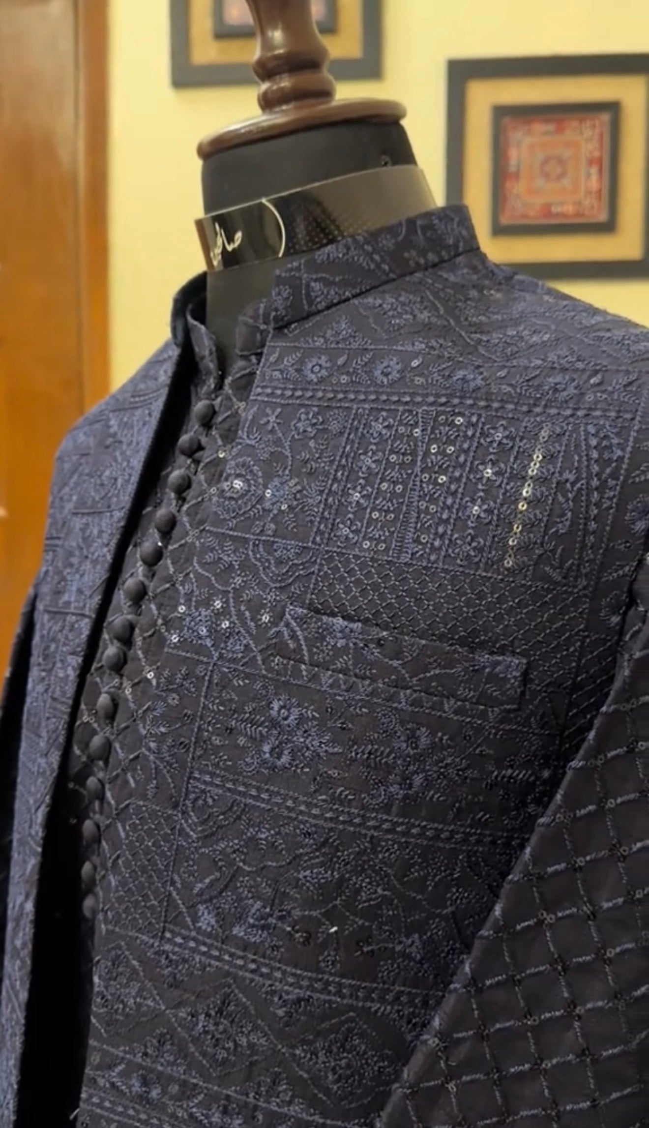 Navy Blue Embroidered Set (Waistcoat & Kurta Pajama)