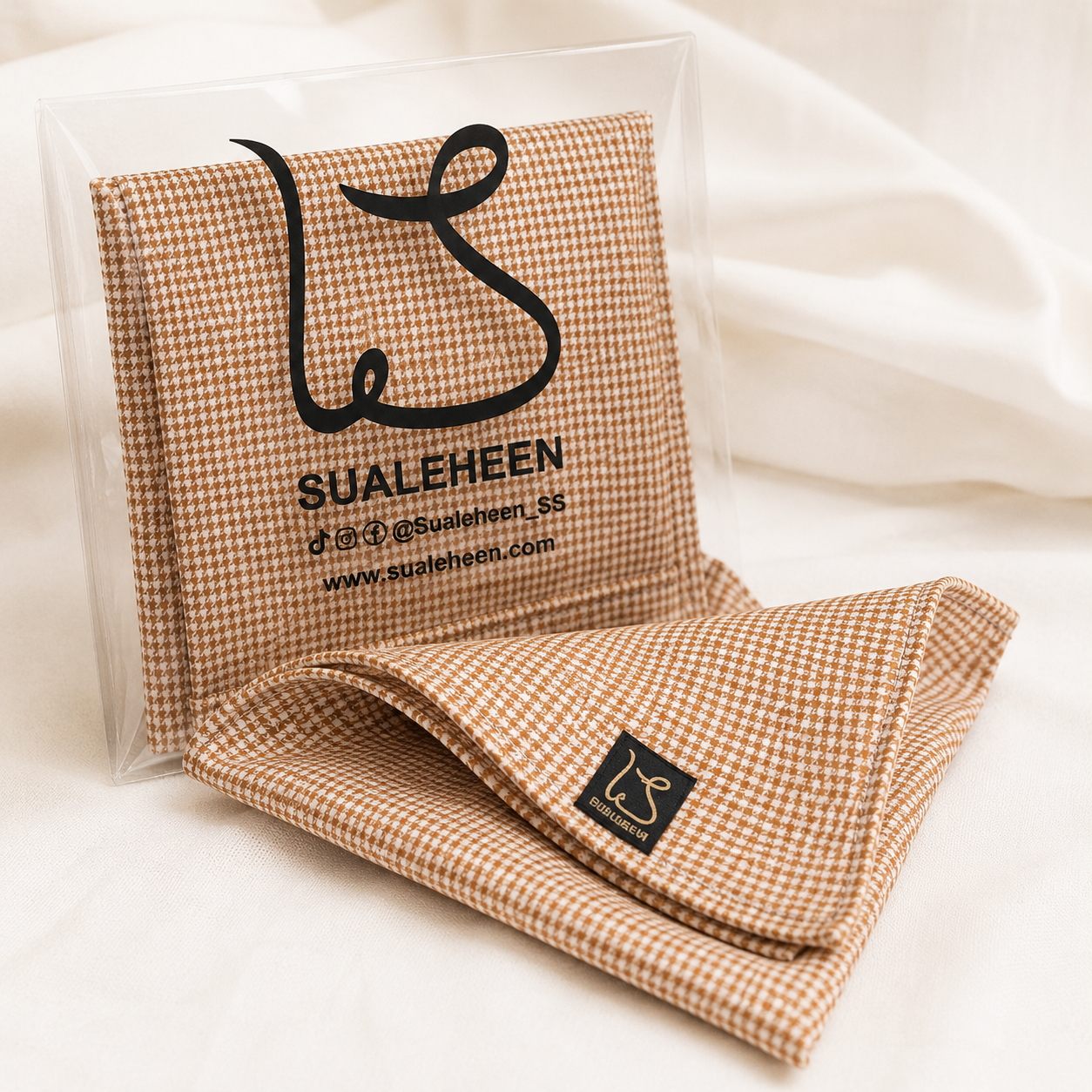 Mustard Micro-Houndstooth Pocket Square