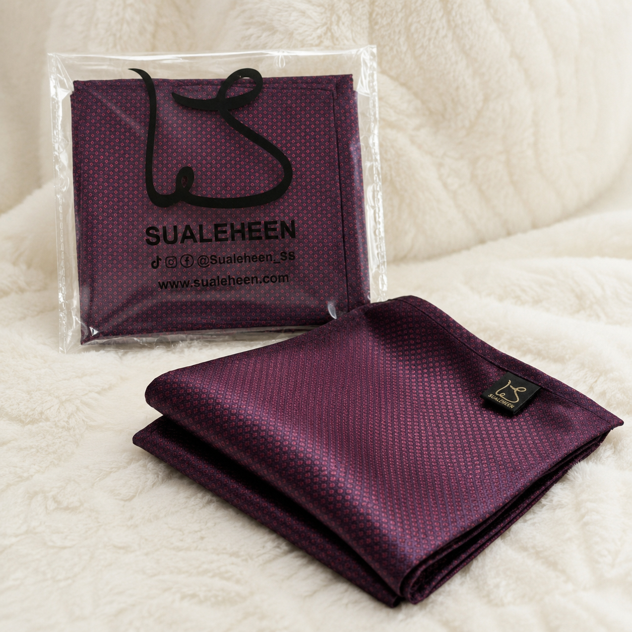 Burgundy Micro-Diamond Pocket Square