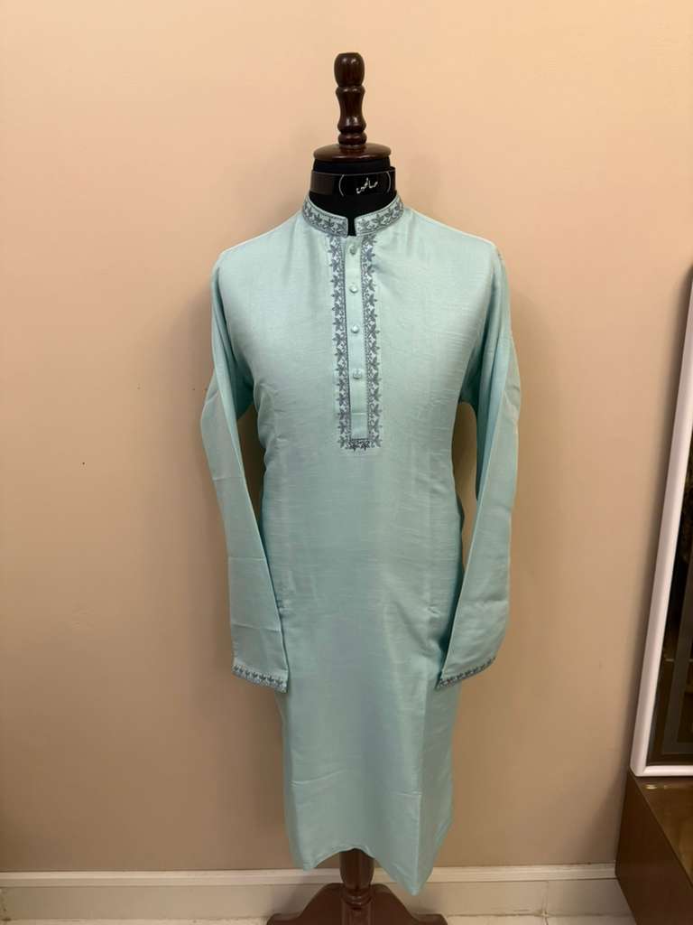 Mint Green Embroidered Kurta Pajama