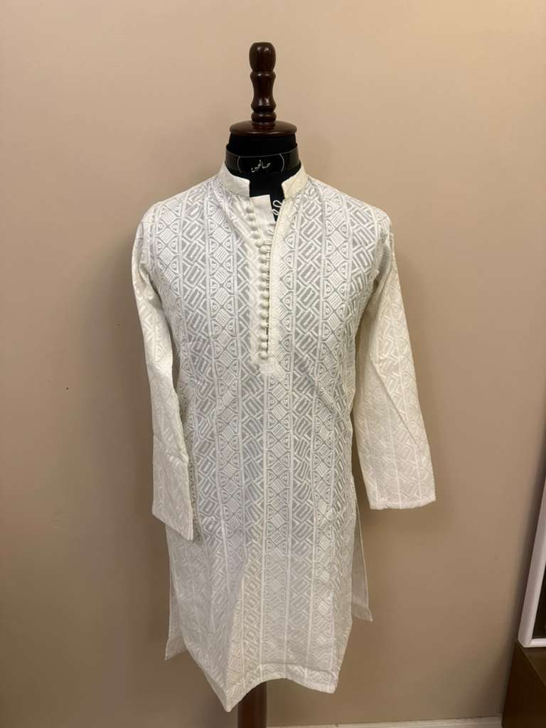 Classic Ivory Embroidered Kurta Pajama