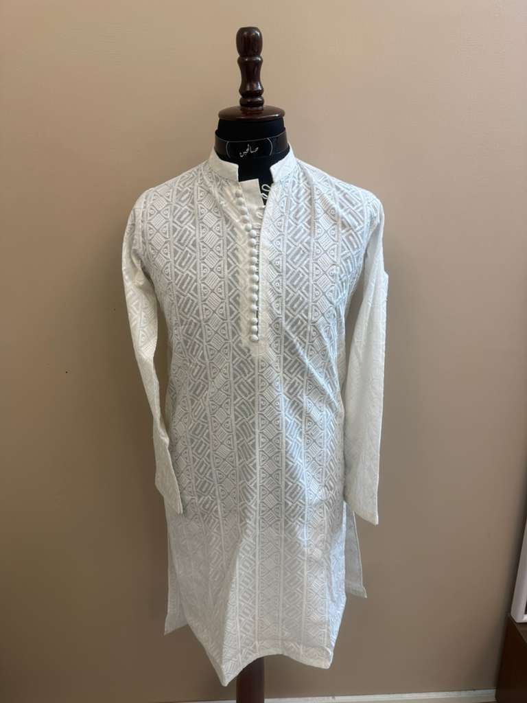 Classic Ivory Embroidered Kurta Pajama