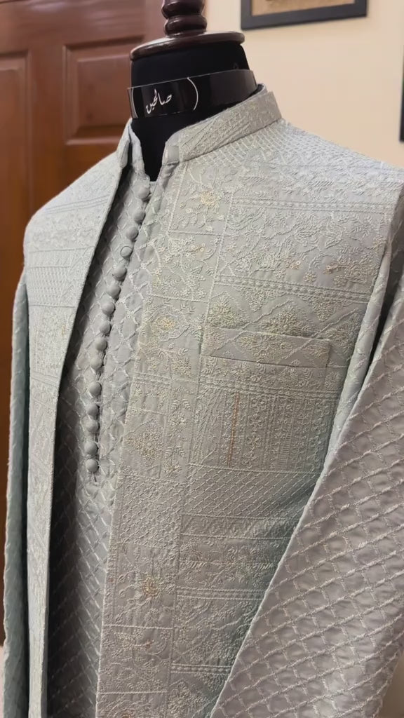 Baby Blue Embroidered Set (Waistcoat & Kurta Pajama)