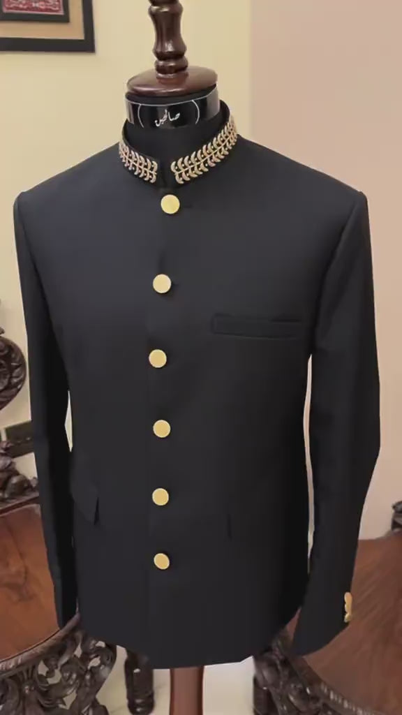 Black Zari Work Bandhgala / Jodhpuri Suit